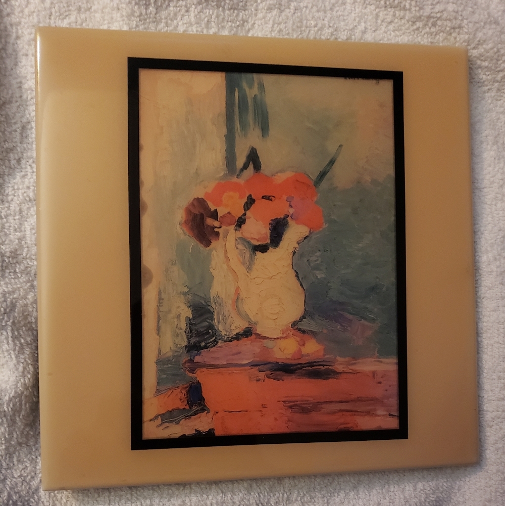 VINTAGE MUSEUM REPRODUCTION 1903 MASTERPIECE BY HENRI MATISSE "FLOWERS".  STURDY - Picture 3 of 9
